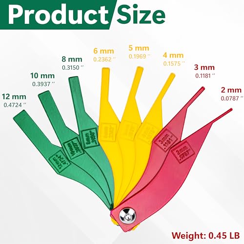 Image of ecocstm 5 Pack 8 PCS Brake Lining Thickness Gauges, Brake Pad Measuring Tool, Color Coded Brake Pad Gauge with Metric & SAE Size, Brake Resetting Gauge Tool, for Quickly Measuring Disc and Drum