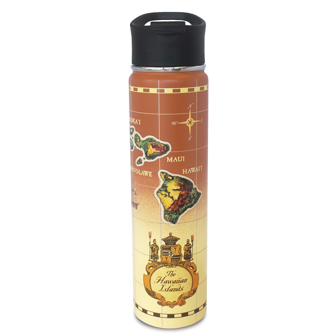 25 oz. Hawaii Style Island Flask Tumbler 750mL (Islands of Hawaii - Tan)
