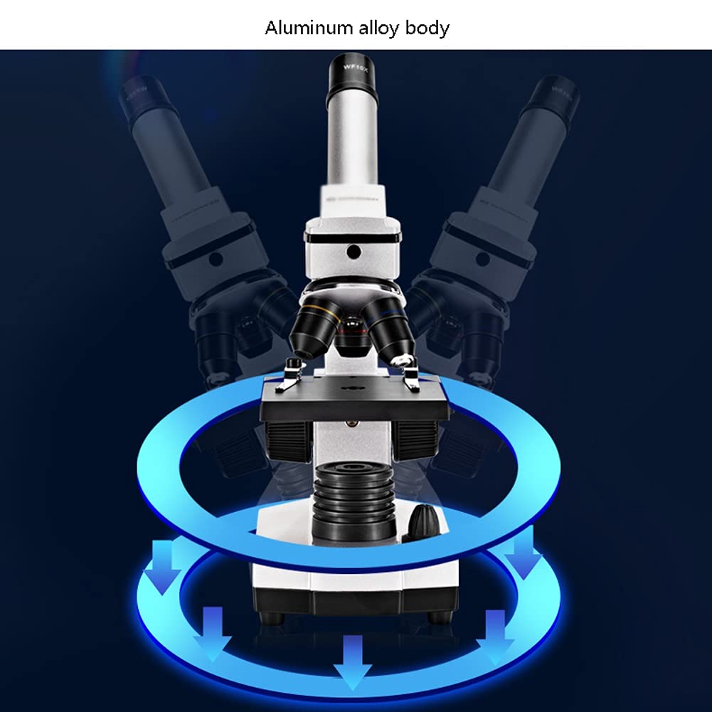 Lente d'Ingrandimento con Illuminazione a LED per microscopio Composto monoculare per Laboratorio per Adulti, Studenti e Bambini