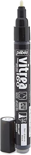 Miniatura 3 de Pebeo Vitrea 160 - Rotulador de Pintura Brillante para Vidrio, Tinta Negra (118088)