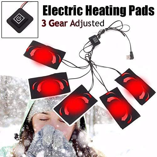 STRUGGGE Heating Pads for Winter Warm Clothes USB Electric Heating Pads 5 in 1 Heated Pads Adjustable Carbon Fiber