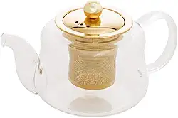 WOLFF - Chaleira de Vidro Resistente a Calor com Difusor Dourado Inox 600ml