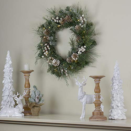 Pre-Lit Mixed Pine, Berry and Pine Cone Christmas Wreath - 22