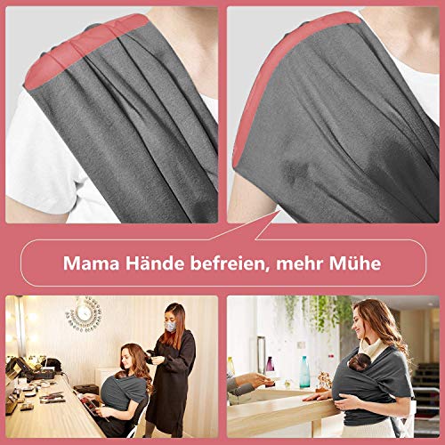 Tragetuch elastisch für Neugeborene und Kleinkinder, Babytragetuch Kindertragetuch Baby Bauchtrage Sling Tragetuch für Neugeborene Innerhalb 16 KG von VOARGE,rosa