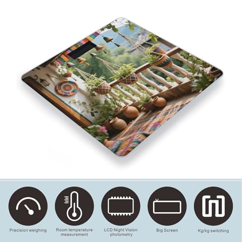 Báscula digital Boho Accent para baño con pantalla LED miniatura 3