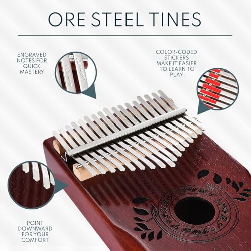 Image of UNOKKI 17-Key Kalimba Thumb Piano - Portable Mahogany Percussion Mbira Instrument - Beginner Tuning Set, Music Instruments for Kids Gifts - Cherry