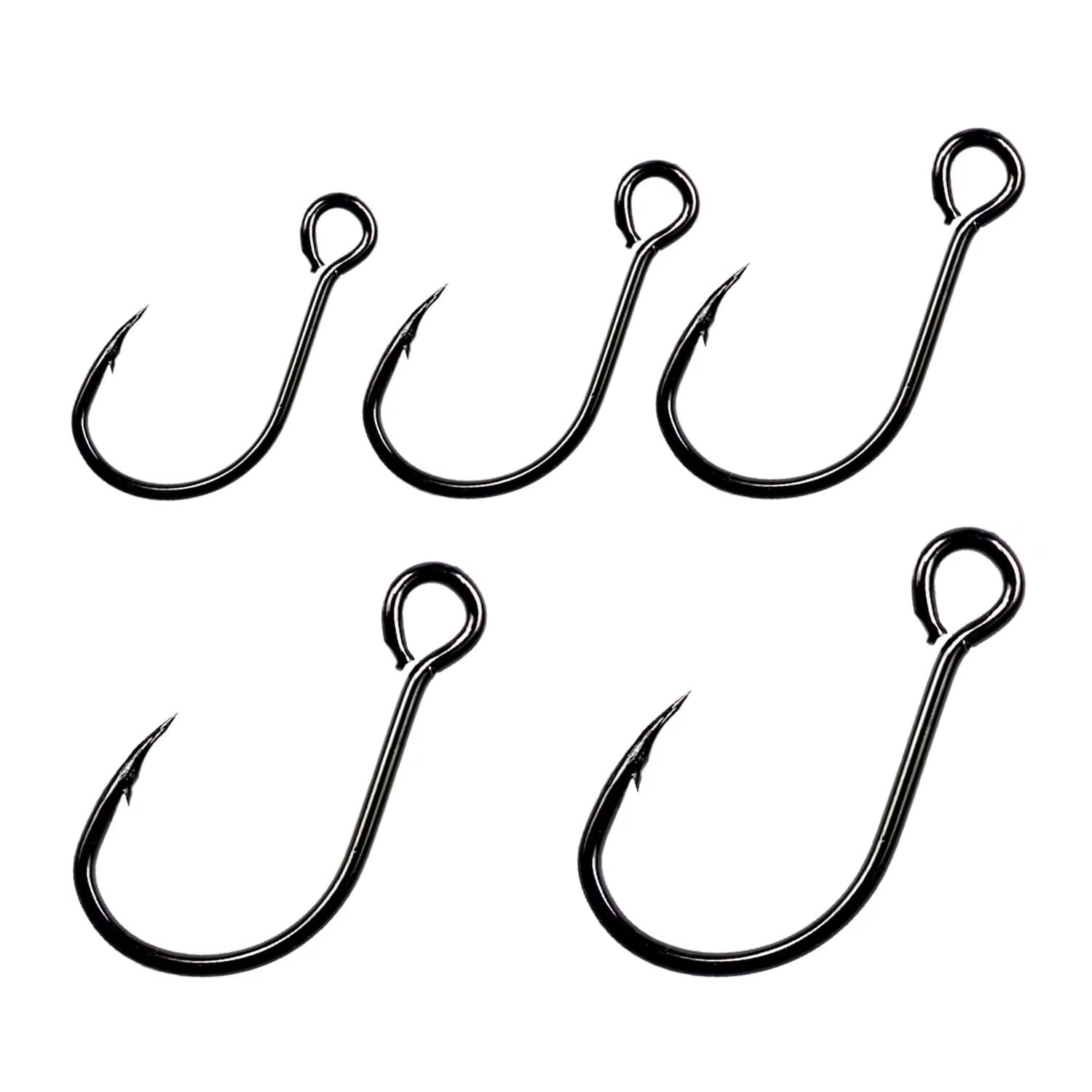 THKFISH 50pezzi/100pezzi/scatola ami da Pesca Singoli Esca Occhiello Amo da Pesca Ganci Spinato in Acciaio al Carbonio #2#1 1/0 2/0 3/0