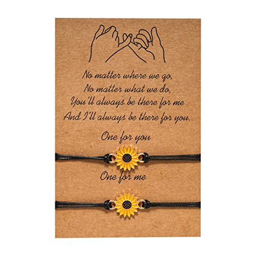 Image of CSIYANJRY99 Pinky Promise Bracelet for 2 Best Friends Couples Distance Matching Adjustable Friendship Bracelets Mother Daughter Him Her Aunt Niece Gifts for Women Teen Girls