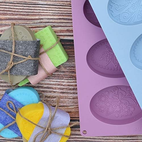 Silicone Soap Molds Set of 2 - Mixed Patterns Rectangle & Oval Shape - Silicone Mold for DIY Handmade Soap Making