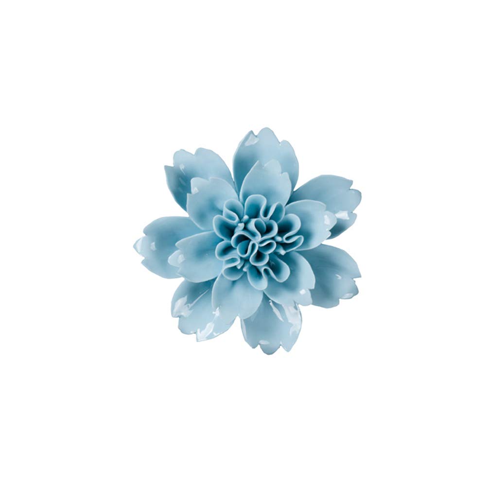 Insiswiner Blue Ceramic Decorative Flowers 3D Wall Hanging Decor 3.54"