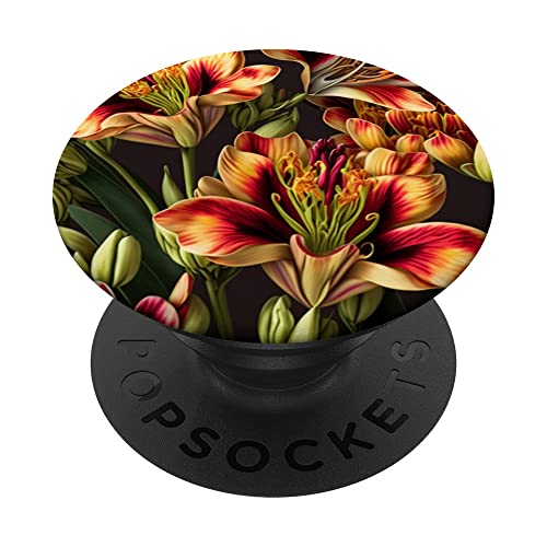 Vintage Alstroemeria Inspired Flower Plant Lover gardening PopSockets PopGrip Intercambiable