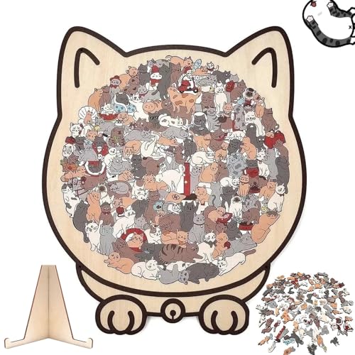 Katzenförmiges Puzzle, 135 Teiliges Colored Holzpuzzle Erwachsene, Einzigartiges Holzpuzzle In Tierform, Unregelmäßiges Kreatives Ostergeschenke Kinder, Katzenliebhaber