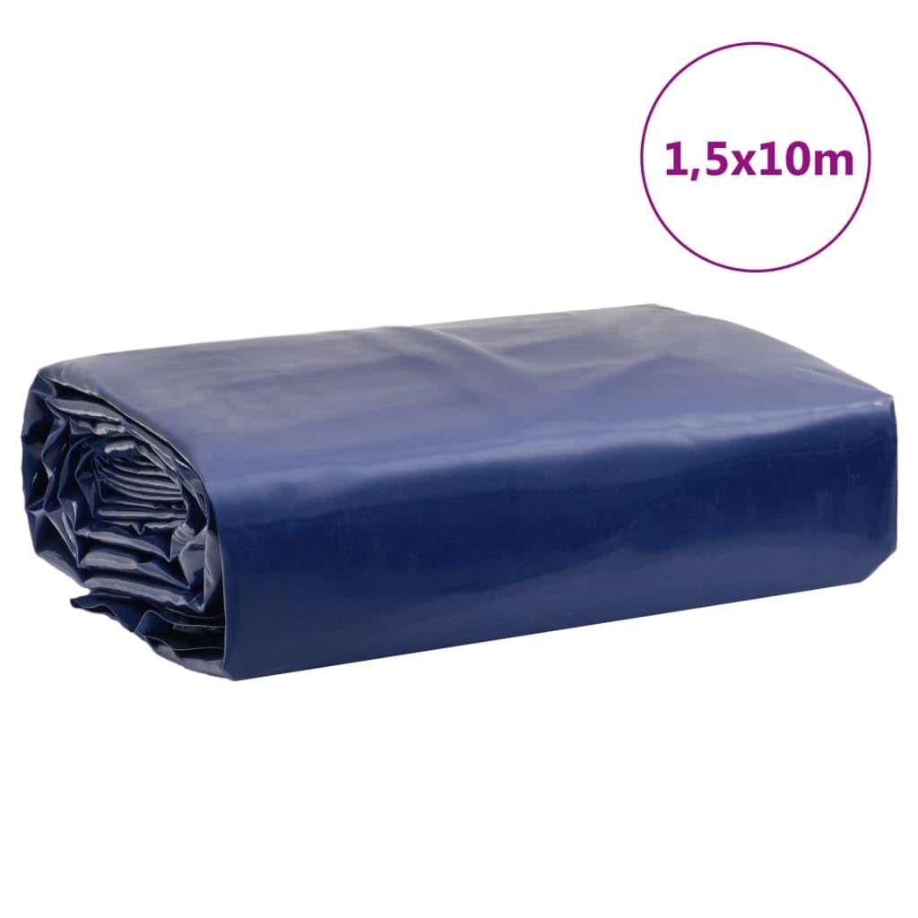 Abdeckplane Blau 1,5 x 10 m Canvas mit PVC Beschichtung 650 g m² wasserfest reißfest UV und schimmelbeständig für Garten Pool Auto Fahrrad Anhänger Boot Camping