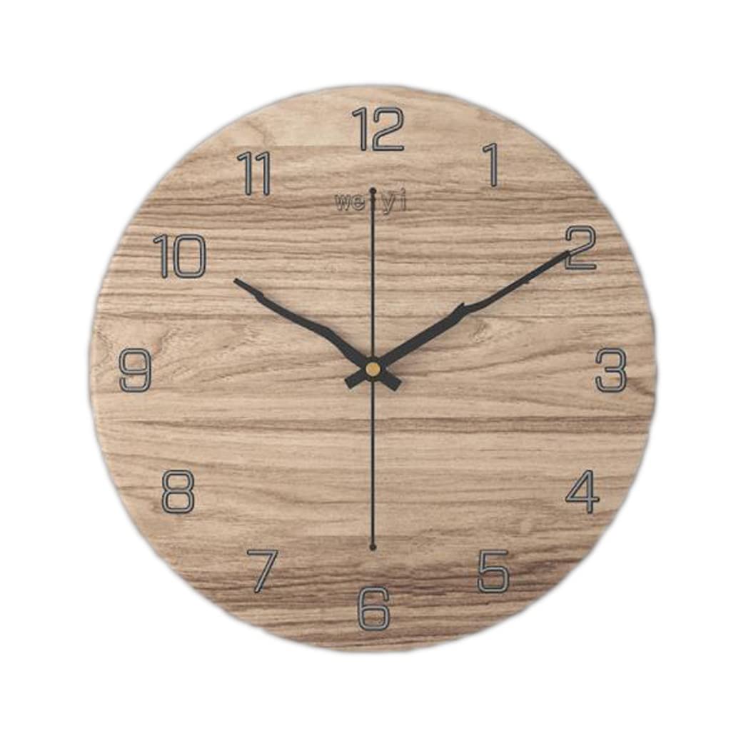 Horloge murale salon silencieuse à quartz électronique 30CM couleur bois sans tic-tac