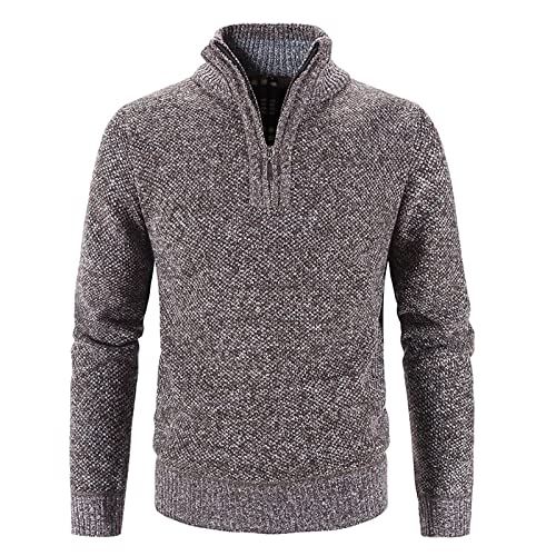 Mens Slim Fit Sweater Quarter Zip Solid Lightweight Mock Neck Casual Long Sleeve Fall Winter Knitted Pullover Sweater