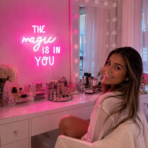 Image of Pink&White Neon Sign Led Neon Lights Signs for Wall Decor USB Powered Led Signs for Room Decoration-The Magic Is In You