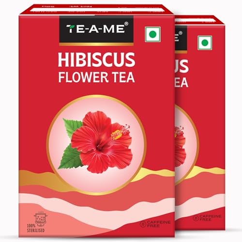 Image of TE-A-ME - Hibiscus Tea - 100 gm (100+ Cups) | Supports - SKIN GLOW ENHANCING | Flower Based - Herbal | Caffeine Free - Tangy Flavor | Hibiscus Tea Leaves | 50g - Pack of 2