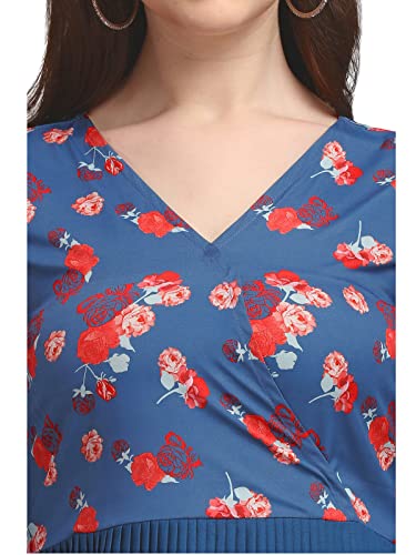 Image of SIRIL Women's Fit And Flare - Digital Print Half Sleeve Mini Crepe Dress