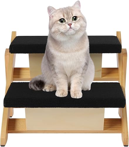 Escaleras para perros, para que los perros y gatos se suban a la cama, rampa de madera plegable 2 en 1, escalera independiente, escaleras para