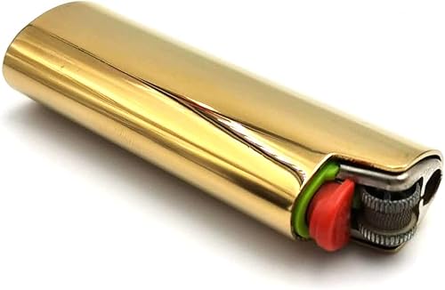 Lucklybestseller Funda para encendedor de tamaño matrimonial BIC dorado Lucklybestseller Funda para encendedor de tamaño matrimonial BIC dorado