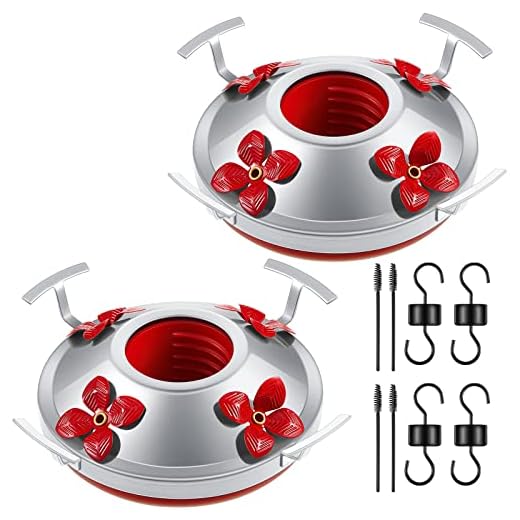 Hummingbird Feeder Bottom Base Replacement Parts Set Plastic Outdoors Hummingbird Feeder Bottom Moat Hook Brushes Bird Replacement Accessories Set(Red,10 Pcs)