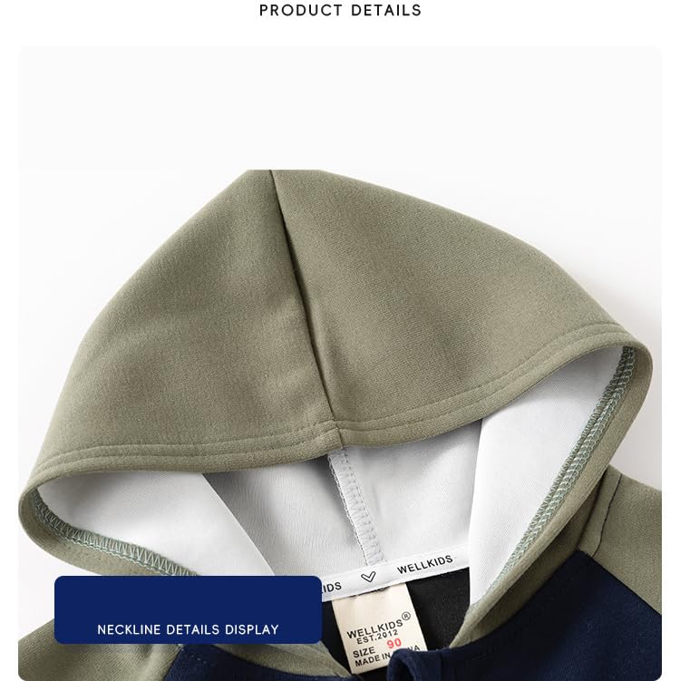 Meufam Toddler Baby Boy Girl Zip Up Hooded Coat Fashion Color Block Outweater Casual Long Sleeve Jacket with Pocket2