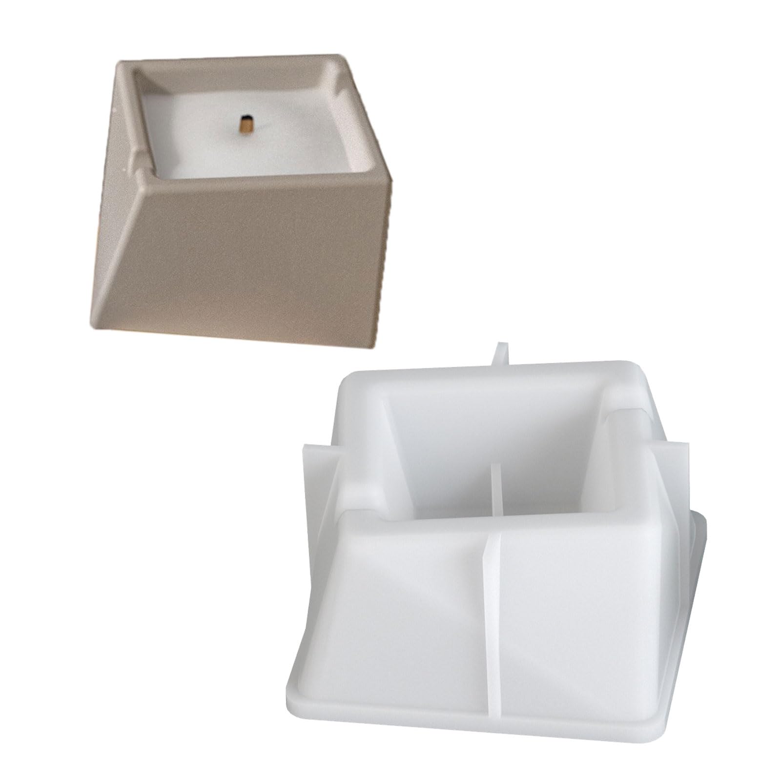 Buxuaaaa Candlestick Mold Succulents Planter Mold Holder Silicone Faceted Square Tealight Molds Home Decorations Food Grade Silicone Resin