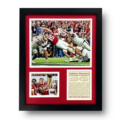Indiana Hoosiers | 2025 CFP National Champions | Collectible Hoosier Football Memorabilia | Framed Picture & Photo Collage Gift Man Cave Wall Art Home & Room Decor | 2 Sizes & 2 Styles (Mendoza Dive 12x15)