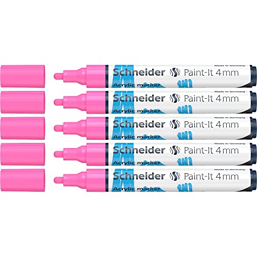 Stylos acryliques rose pour customiser vos objets en bois et galets Schneider Paint-It