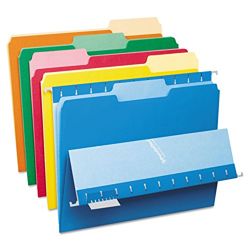 Pendaflex 421013ASST Interior File Folders, 1/3 Cut Top Tab, Letter, Bright Assortment, 100/Box