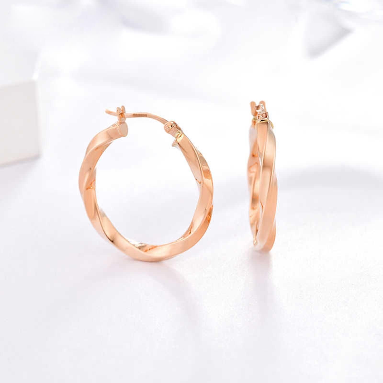 Damen Ohrringe Rosegold 9K / 14K / 18 K, Kreis, Creolen Frauen Ohrringe Rosegold