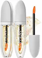 Óleo Labial Hidratante com Vitamina E, Ácido Hialurônico 4D, Óleo de Jojoba e Folha de Ouro, 89% Óleos Naturais, Tratamento Diário para Lábios