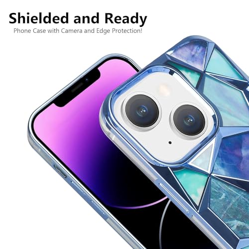 Image of COVERLY for iPhone 14 3D Diamond Glitter Sparkle Case,Full Protective Luxury Cube Cute Shinny Bling Soft Silicone Designer Fashion Smart Aesthetic Cover for Apple iPhone 14 (Turquoise)