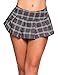 Avidlove Women Sexy Lingerie Mini Plaid Skirt Schoolgirl Role Play Costume (M = US S, Gray)