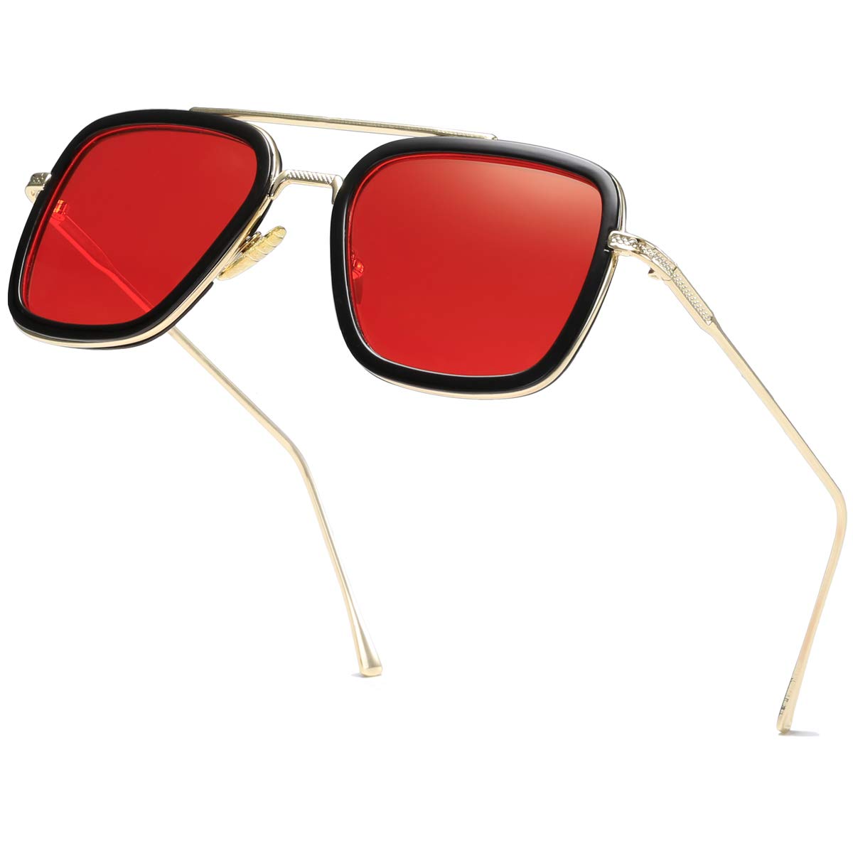 aisswzber Tony Stark Sunglasses Vintage Square Metal Frame for Men Women -Iron Man and Spider-Man Vintage Sun Glasses