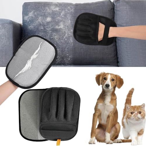 SZZETK 2 Pieces Pet Grooming Gloves, Pet Hair Remover, Hair Glove for Cats and Dogs, Electrostatic Glove, Reusable Pet Hair Remover Glove for Clothes/Carpets/Sofas/Beds