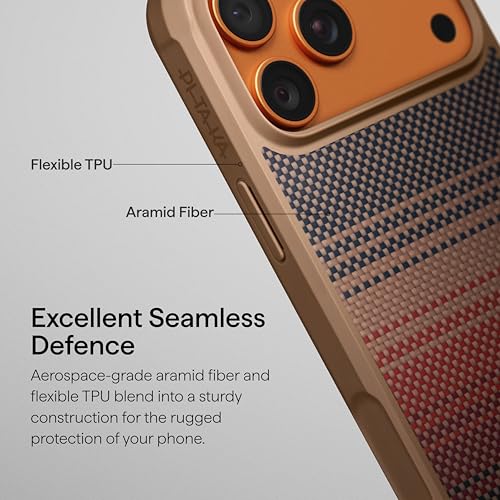 Image of pitaka for iPhone 17 Pro Max Case, Military-Grade Aramid Fiber, Sunset | Camera Control Button, Compatible with MagSafe, 1500D Aramid Fiber Woven, Slim Rugged Protection, Shockproof