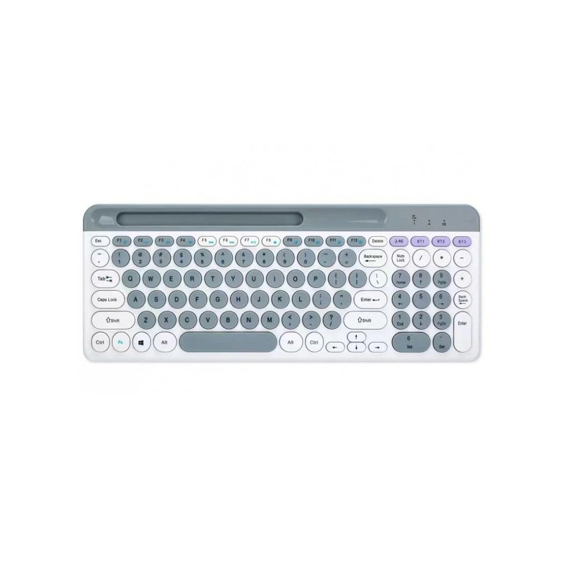 Retro Punk Wireless Keyboard Type-C Charging 2 4G Bluetooth 3 Modes with Phone Slot White Keyboard ONLY