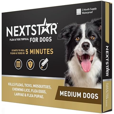 NEXTSTAR Flea and Tick Prevention for Dogs, Repellent, and Control, Fast Acting Waterproof Topical Drops for Medium Dogs, 3 Monthly Doses Cover