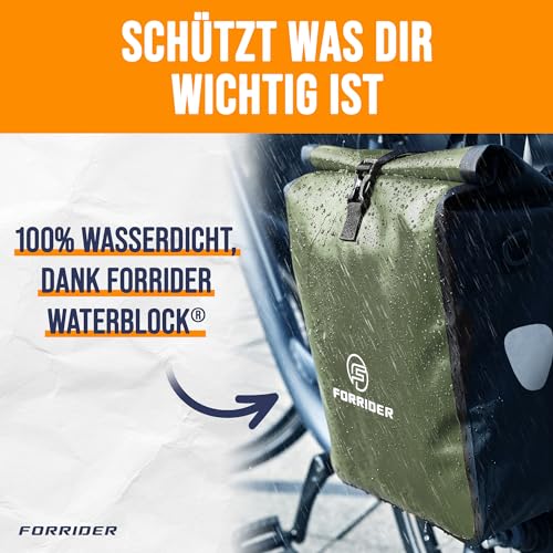 Forrider Fahrradtasche Wasserdicht für Gepäckträger [22L] mit Schultergurt & Reflektoren | Fahrrad Gepäckträgertasche… – Ansicht 3