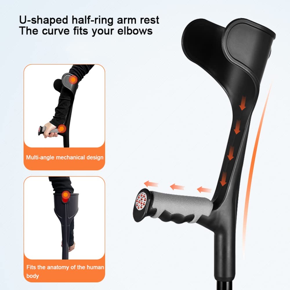KADEUX Muletas De Antebrazo Plegables para Adultos, Muletas De Brazo Portátiles, Andador De Aluminio, Muletas De Viaje para Hombres Y Mujeres Muletas De Codo Plegables para Hombres Y Mujeres (Color :
