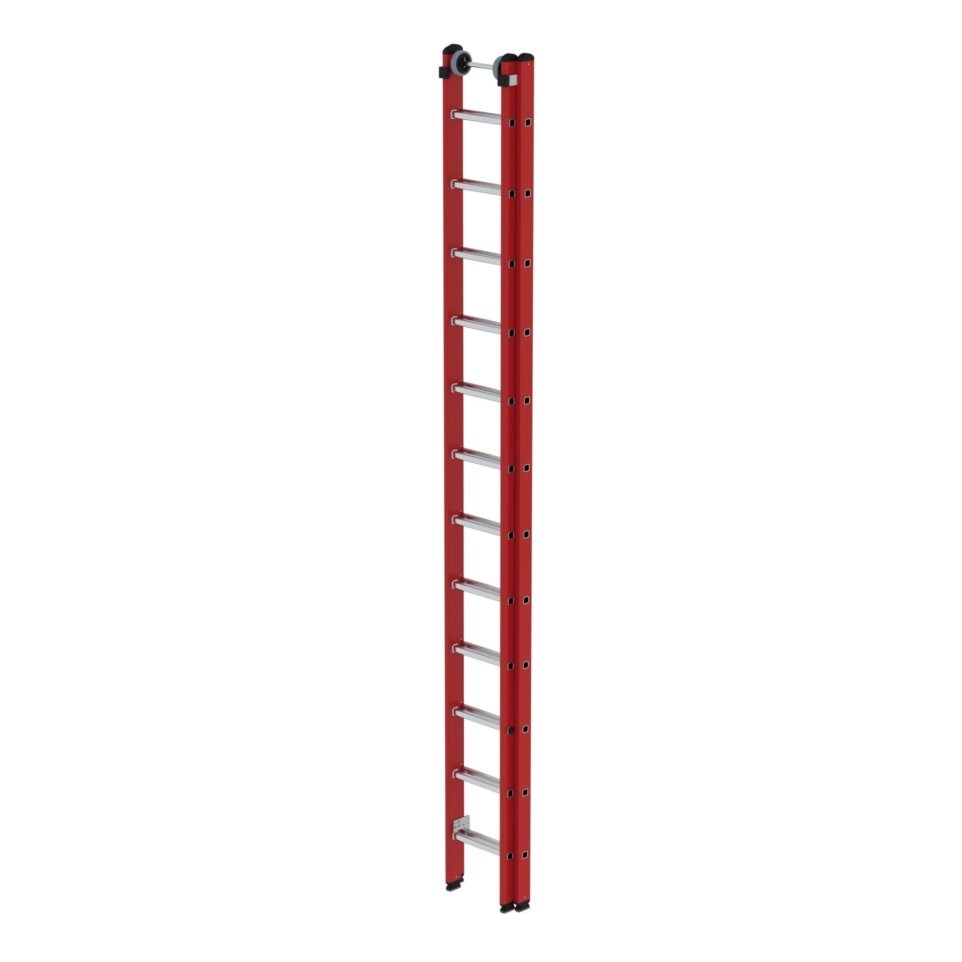 PROREGAL Sprossen-Schiebeleiter 2-teilig GFK/Alu ohne Traverse 2x12 Sprossen | Leiter, Teleskopleiter, Trittleiter, Bockleiter, Sprossen-Doppelleiter