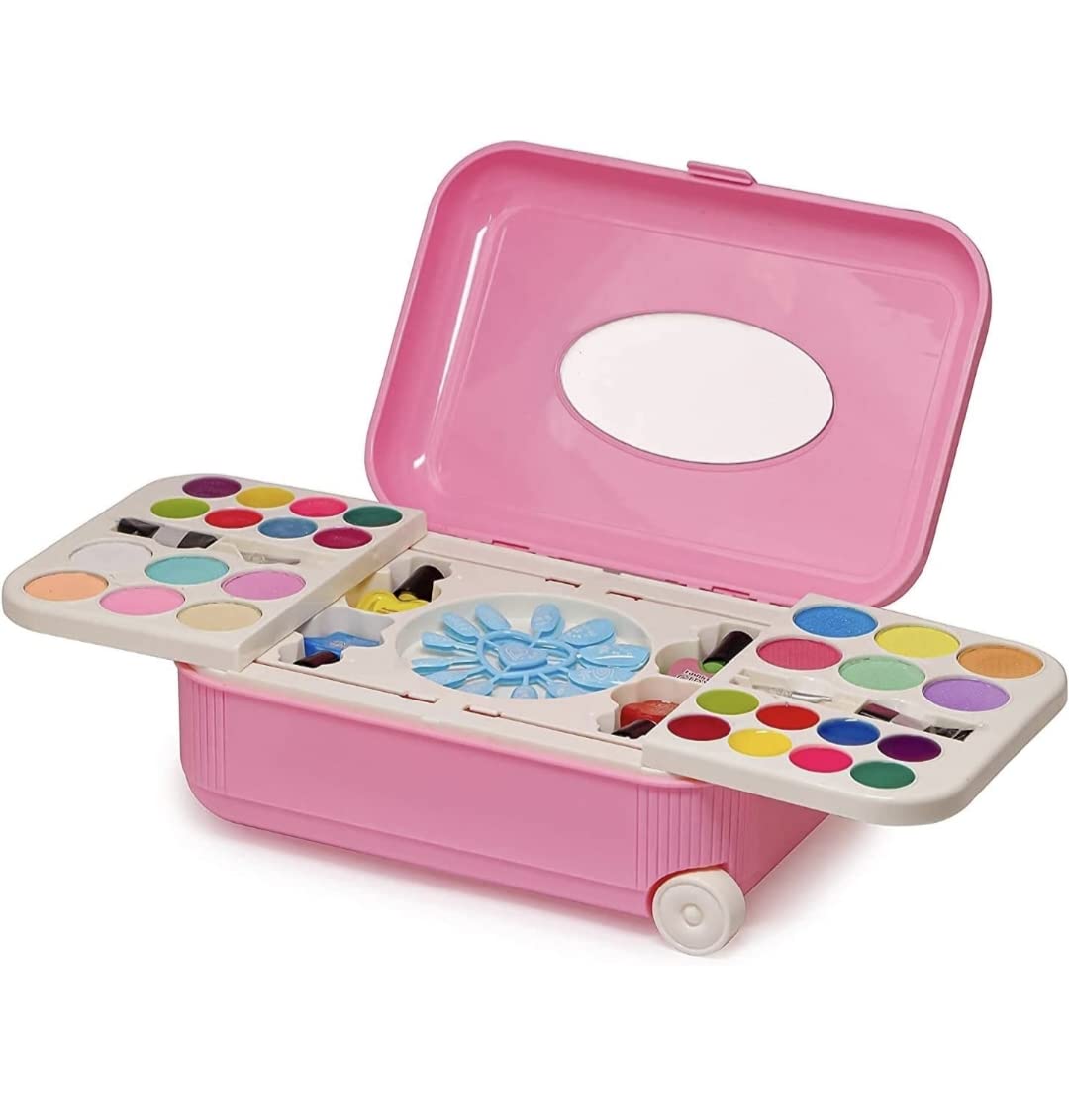 RK HUB Toys 2 in 1 Cosmetic Makeup Palette and Nail Art Kit for Kids with Portable Trolly Bag | Pretend Play Toy for Girls -Plastic , Multicolor (B0BZMRY66G) Amazon Price History, Amazon Price Tracker