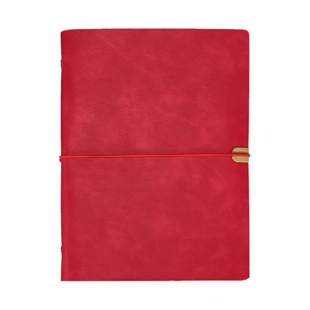 SagaSave PU Leather Notebook, B5 Writing Notepad Refillable 9 Holes Loose Leaf Journal Diary, 100 Pages (Red)
