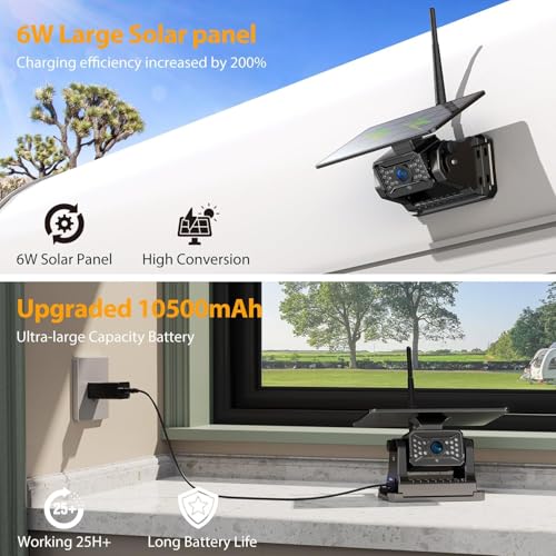 Image of Magnetic Solar Wireless Backup Camera Plug and Play 7 inch 1080P HD DVR IPS Monitor,IR Night Vision,IP69 Waterproof 1-Min Solar Install,No-Drill,Xroose Wireless Backup Camera for Truck /Trailer /Camp