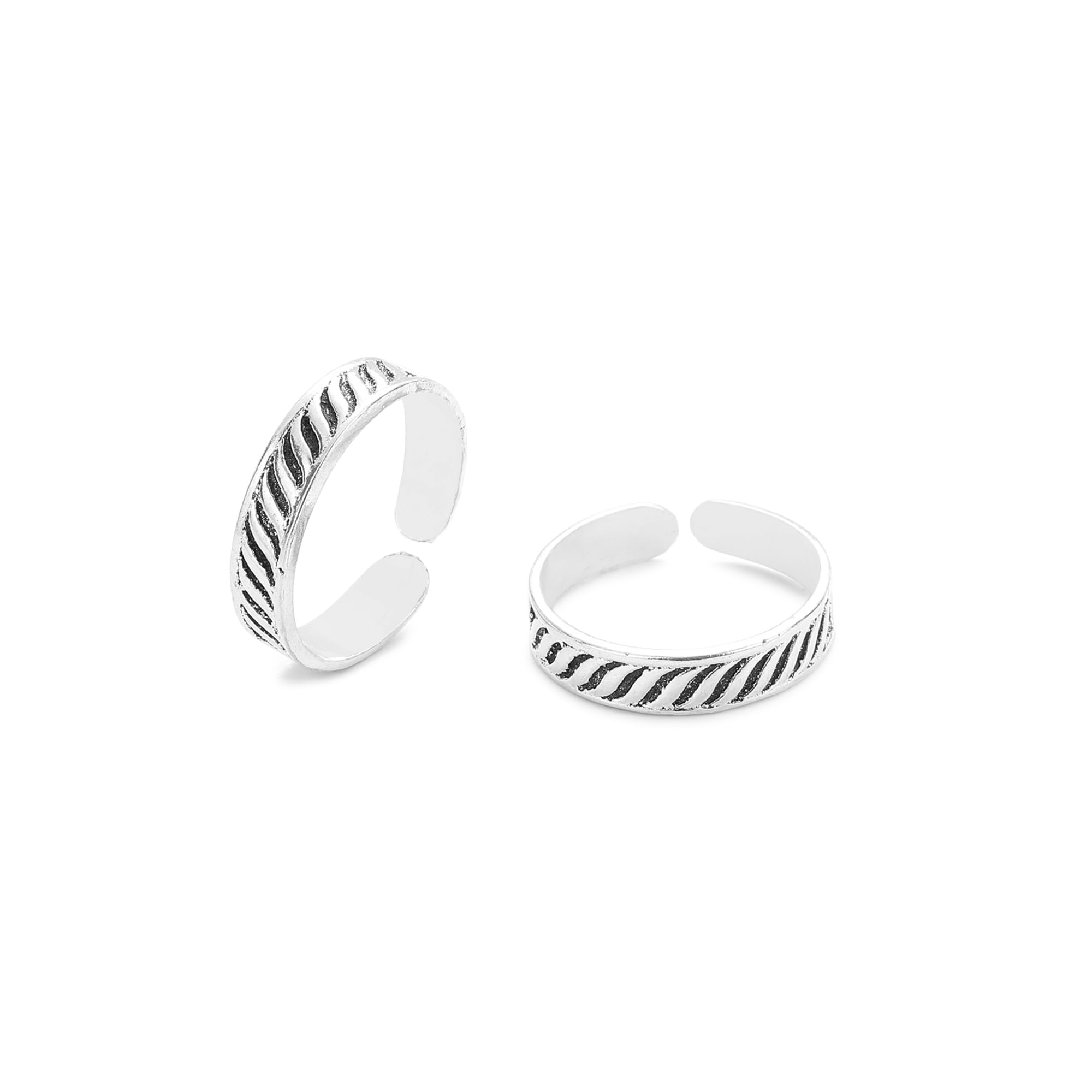 925 Oxidized Silver Glossy Finished Toe Ring for Girls & Women - 4.5 Grams-image-48