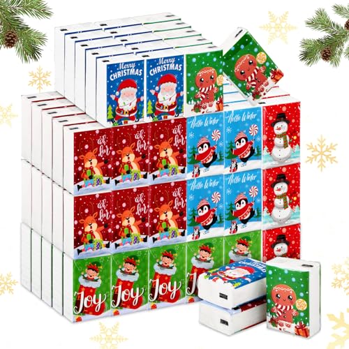 Sayglossy 120 Pcs Christmas Facial Tissues Christmas Travel Tissue Packs Christmas Pocket Tissues Christmas Travel Size Tissues Bulk in 3 Designs for Holiday Christmas Party Favors Supplies (Cute)
