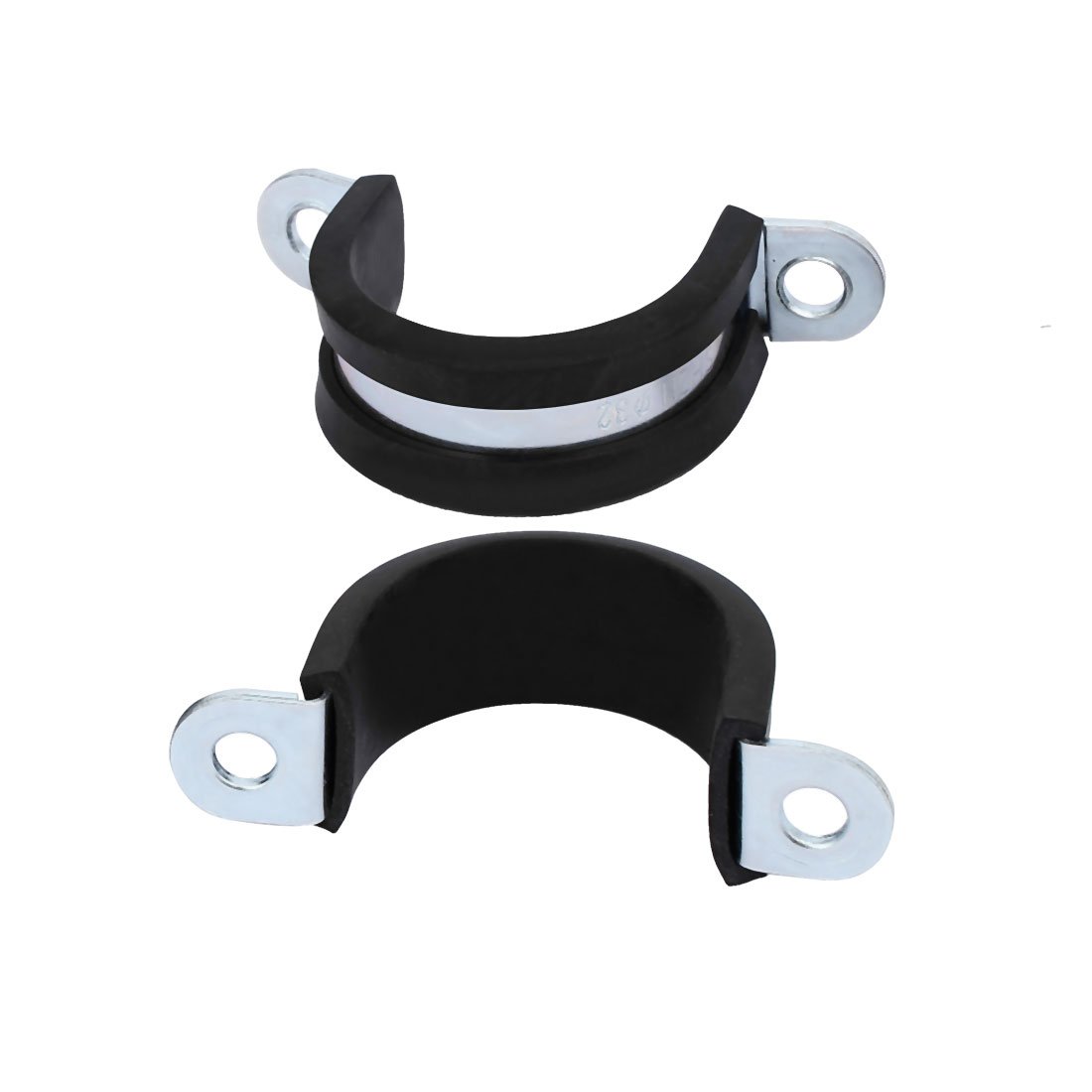 Aexit M32 EPDM Clamps Rubber Lined U Shaped Pipe Tube Strap Clamps Clips Strap Clamps Fasteners 2pcs