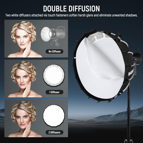 Image of NEEWER Parabolic Softbox Kit, 23.6 inch Bowens Mount Soft Box with Light Diffusers for Studio Photography Video Recording Streaming Lighting Compatible with Aputure 120d Compatible with Godox SL60w, NS71P