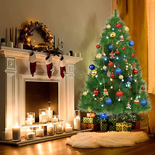 Kunstkerstboom met verlichting - Frideko 150cm plastic kerstboom met kerstversiering en lichtketting batterij. Verlichte kerstboom voor buiten voor een doe-het-zelf geschenken - Image 3